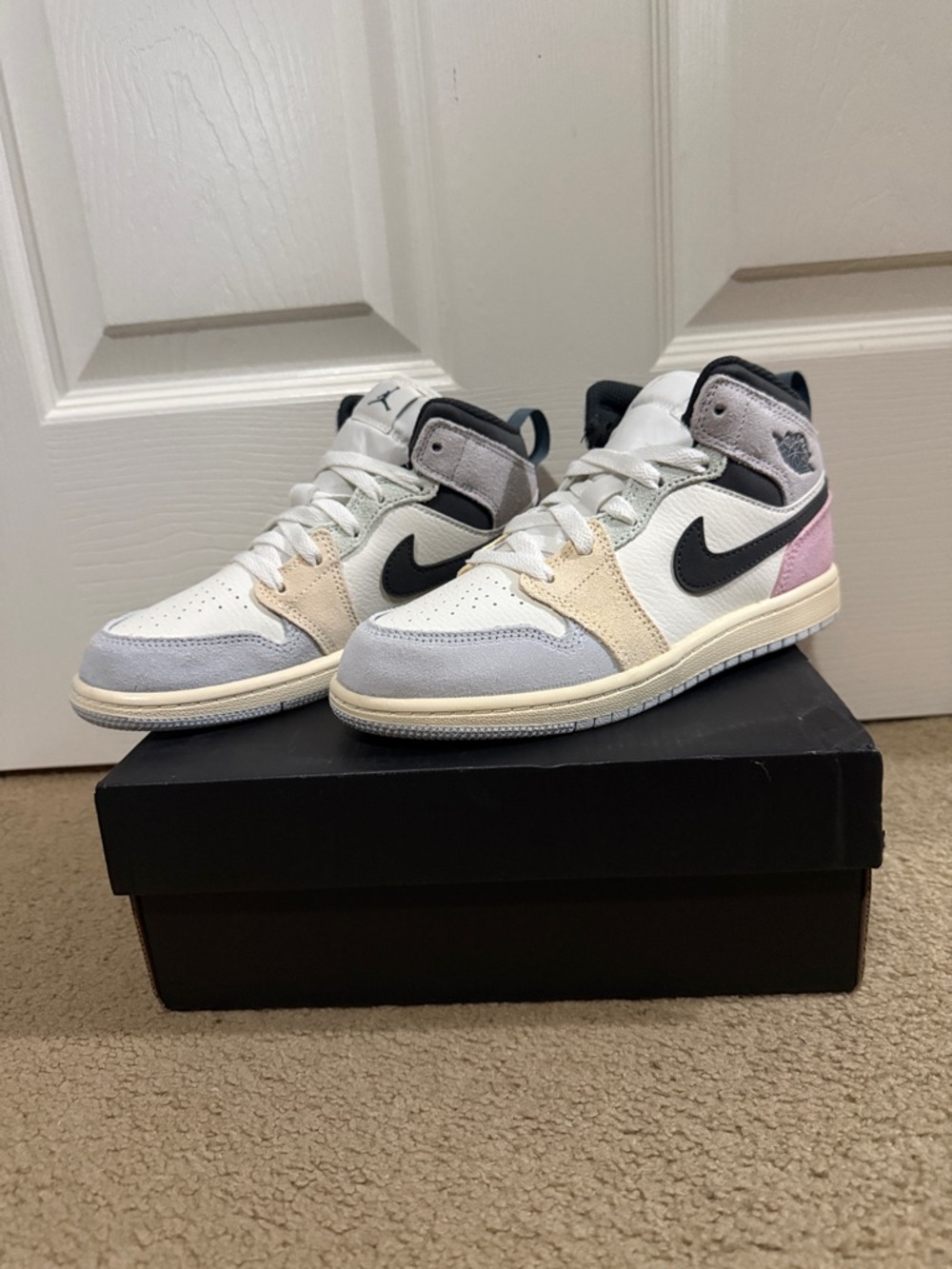 Nike Air Jordan 1 Mid White Black with Pastel Accents
